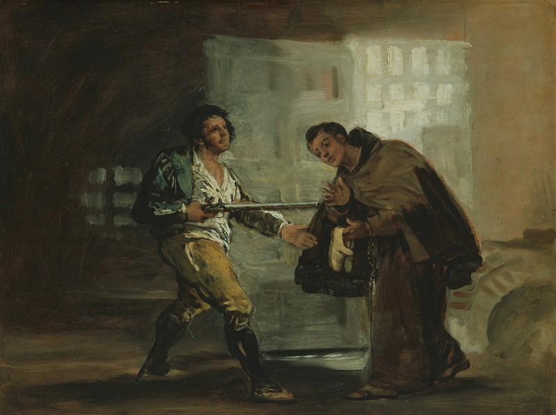 Friar Pedro Pushes El Maragato’s Gun Aside (Fray Pedro de Zaldivia desvía el arma del “Maragato”)