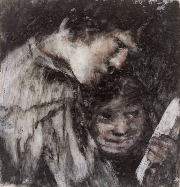 Two Boys Looking at a Book (Dos niños mirando un libro)