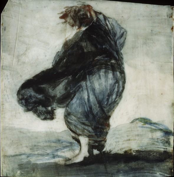 Woman with Clothes Blowing in the Wind (Mujer con los vestidos inflados por el viento)