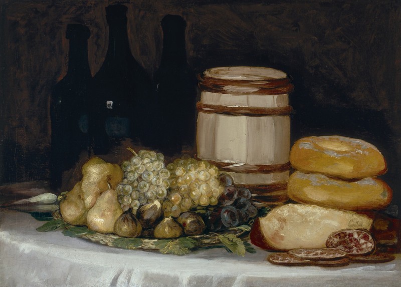 Still Life with Bottles, Fruit and Bread (Naturaleza muerta con botellas, frutas y pan)