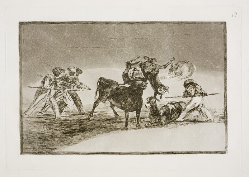 Moorish palenque made with donkeys to defend themselves from the bull on a stake 