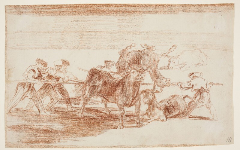 Moorish palenque made with donkeys to defend themselves from the bull (preparatory drawing)