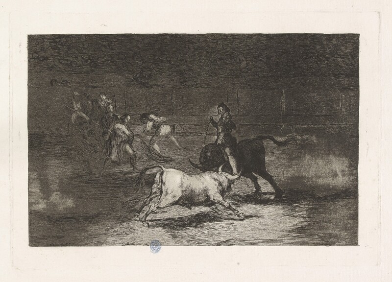 Mariano Ceballos riding a bull with a 